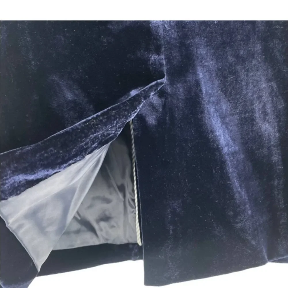 J. Crew Double Breasted Drapey Velvet Blazer Jacket Navy Twilight size 4
